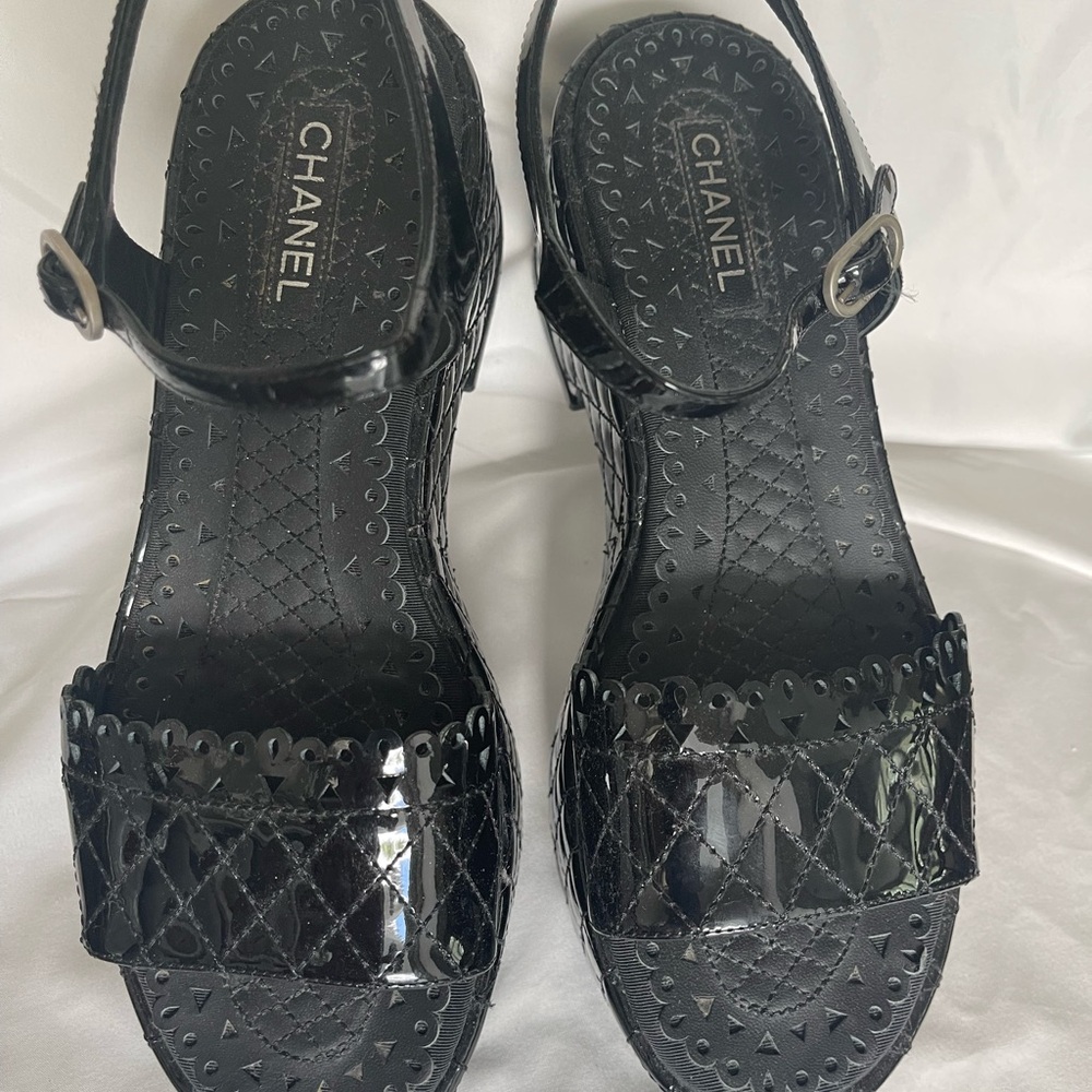 Authentic Chanel platform sandals. NWOT